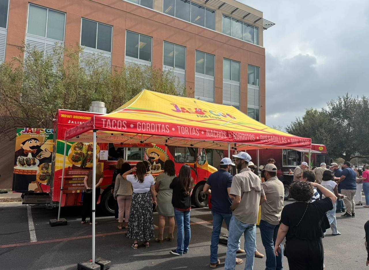 Large crowd at a corporate catering event served by Jalisco Food Truck