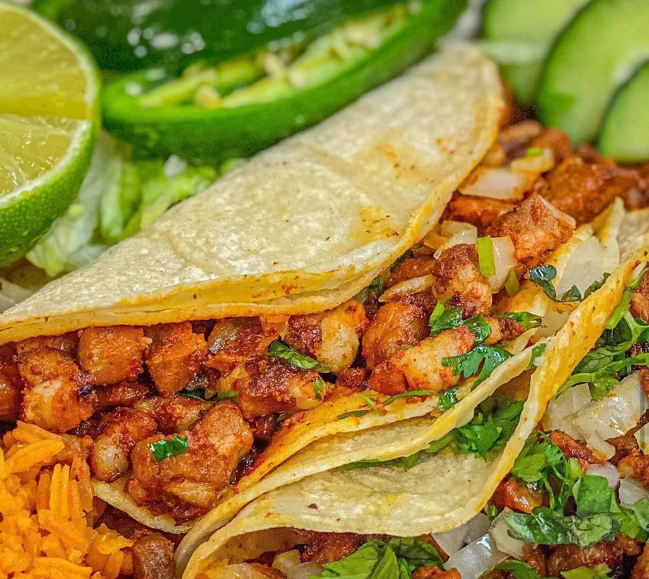 Authentic street tacos with seasoned meat, cilantro, onion and lime at Jalisco Food Truck Bastrop TX